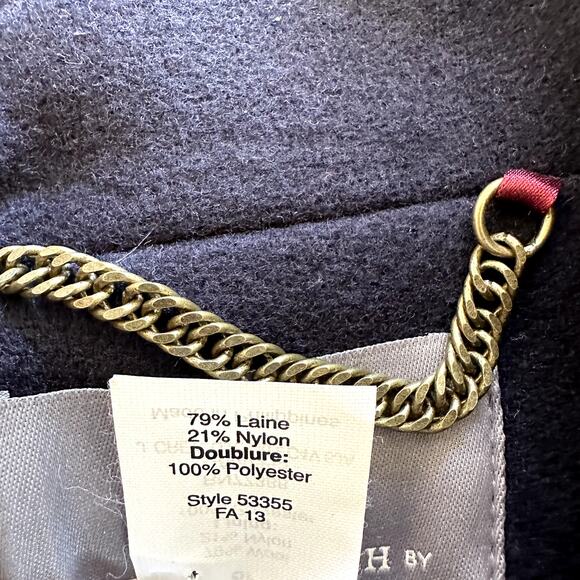 J. Crew Majesty Stadium Wool Peacoat Nello Gori Gold Button Navy Blue NWT P6 - Picture 7 of 8